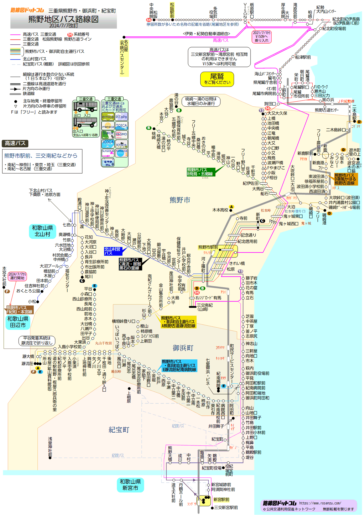 熊野地区バス路線図