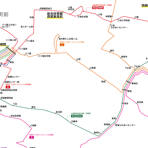 路線図ドットコム 愛知県 西尾市 六万石くるりんバス 路線図